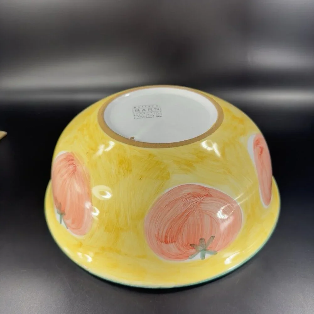 Pottery Barn Sunnyside Dish Bowl Large Tomatoes Check Pattern Ceramic Made Italy